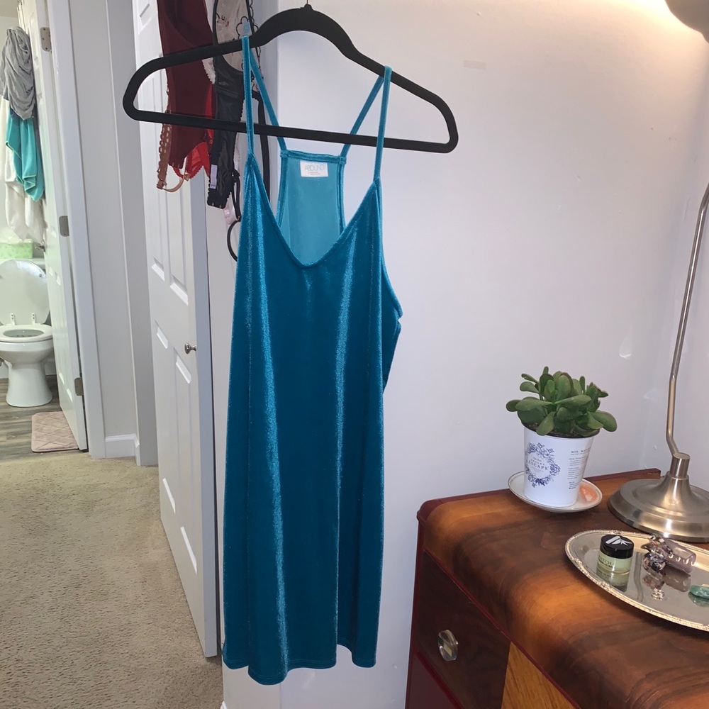 blue velvet slip dress